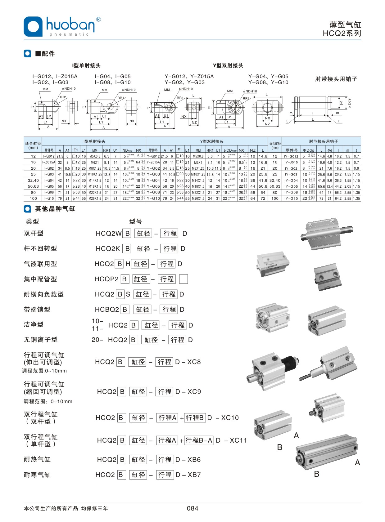 HCQ2薄型氣缸，標(biāo)準(zhǔn)型